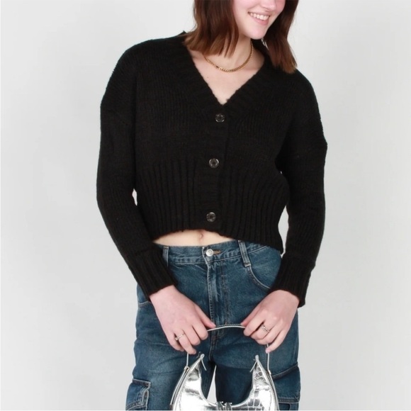 Wooden Ships Sweaters - Wooden Ships Jac Cropped Ribbed Mohair Wool Cardigan M/L